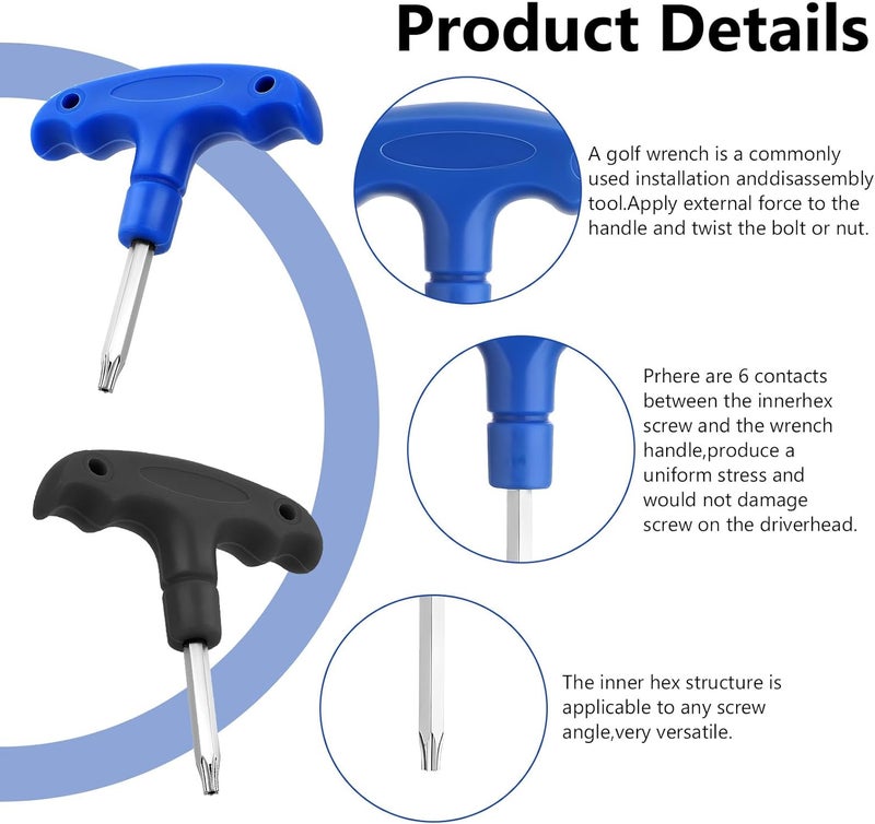 GEDEUBAN 2 PCS Club Golf Driver Tool, Plastic Handle Golf Torque Wrench T20 - Image 3